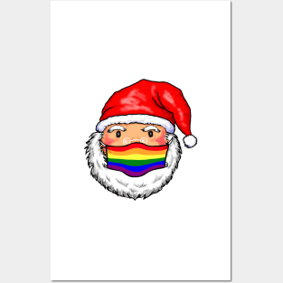 Santa Claus Gay Rainbow Face Mask Posters and Art